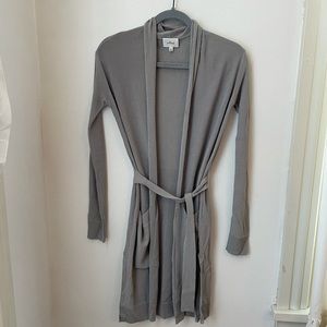 Aritzia Wilfred Long Tie Cardigan Duster Grey